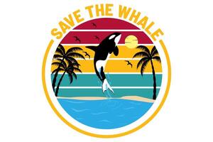 Save the whale design vintage retro vector