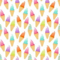 Sweet pastel seamless pattern of ice cream isolated on white background. They are colorful and suitable for wrapping paper or fabric in summer. vector