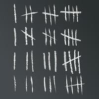 Tally marks. Counting chalk signs on the walls of the prison. Notches for marking the days. vector