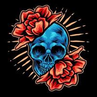 calavera y rosas vector