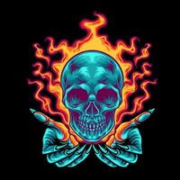 Burning Hands and Skull vector