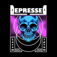 Depressed Skull Illustration vector