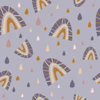 arco iris y gotas de lluvia resumen de patrones sin fisuras. diseño colorido para decoración infantil o textil para niños vector