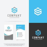 Hexagon Letter S Logo Design Outline Linear style industrial. Cube Initial S Logo Design Template Abstract.Logo and Business Card Design vector