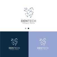 Modern Dental Tech Logo Design Template. Abstract teeth dental care logo Design Vector Stock