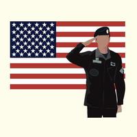 Vector art of a military serviceman saluting the American flag