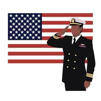 Vector art of a military serviceman saluting the American flag