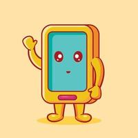 cute smartphone mascot smile isolated cartoon vector illustration in flat style