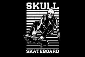 Skull skateboard design silhouette vector