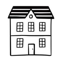 Hand drawn cute house. Doodle vector