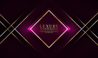 3D purple luxury abstract background, overlap layers on dark space with golden rhombus effect decoration. Modern template element future style for flyer, banner, cover, brochure, or landing page vector