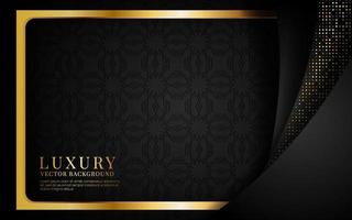 3D black luxury abstract background, overlap layer on dark space with glitter golden dots effect decoration. Modern template element future style for flyer, banner, cover, brochure, or landing page vector