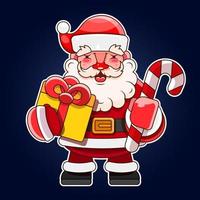 Santa Claus carrying sack full of gifts. Merry Christmas And Happy New Year vector