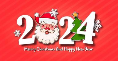 I Wish You A Merry Christmas And Happy New Year Vintage Background With Typography. 2024 vector