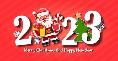 I Wish You A Merry Christmas And Happy New Year Vintage Background With Typography. 2023 vector
