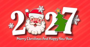 I Wish You A Merry Christmas And Happy New Year Vintage Background With Typography. 2027 vector