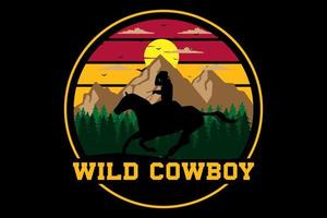Wild cowboy design vintage retro