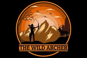 The wild archer design vintage retro vector