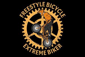 Freestyle bicycle extreme biker design vintage retro vector