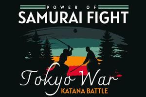 power of samurai fight retro design vector