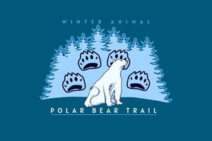 polar bear trail retro design vector