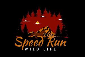 speed run wild life retro design vector