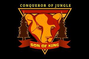 conqueror of jungle retro design vector