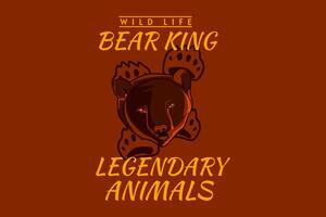 bear king retro design vector