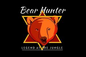 bear hunter retro design vector