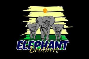 elephant brother hand draw vintage design vector