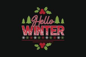 Merry Christmas T-shirt Hello Winter vector