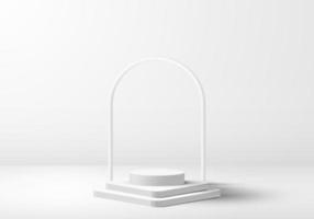 Podio blanco de exhibición de producto realista 3d sobre fondo limpio estilo minimalista vector
