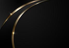 Abstract elegant 3D black and gold curve with lighting on dark background luxury style vector