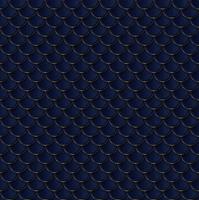 Blue circles with gold line fish scales seamless pattern luxury style vector