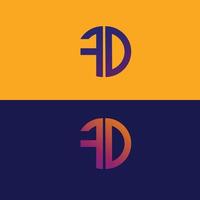 FD letter logo vector template Creative modern shape colorful monogram Circle logo company logo grid logo