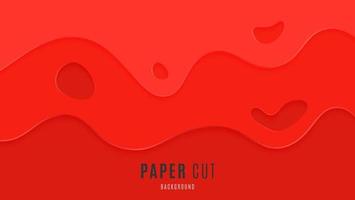 Modern Abstract Dynamic Red Waves Papercut Style Background Design vector