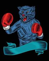 Angry wolf with boxing outfit vector