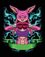Pink Female Bunny Boxer Champion vector