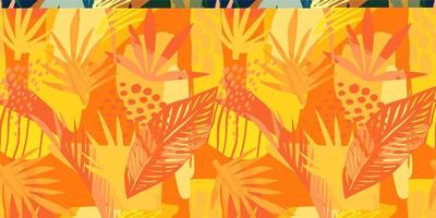 Abstract art seamless pattern with tropical leaves. vector