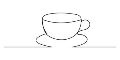 Continuous line art or One Line Drawing of coffee,warm. and Coffees cup shop concept vector