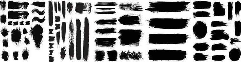 vector set trazo de pincel de pintura negra. cuadros de texto para banner.conjunto de trazos, colección de trazos de pincel vectoriales