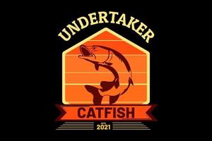 undertaker catfish silhouette retro design vector