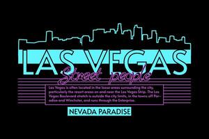 la vegas street people silhouette typography design vector