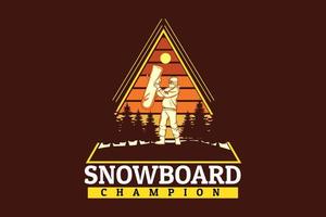 snowboard champion retro design vector