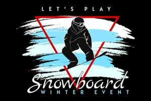 Snowboard evento de invierno silueta diseño retro vector
