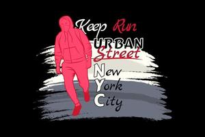 keep run silhouette retro t shirt design vector