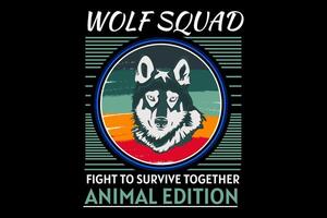 wolf squad retro design vector