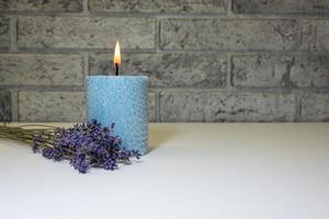 Candle with lavender scent. photo