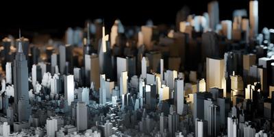 ciudad modelo pequeña ciudad de nueva york ciudad de juguete paisaje de edificios rascacielos vista aérea ilustración 3d foto