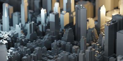 ciudad modelo pequeña ciudad de nueva york ciudad de juguete paisaje de edificios rascacielos vista aérea ilustración 3d foto